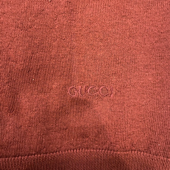 Gucci Men's V neck Wool Sweater Burgundy Size XL - Picture 5 of 9